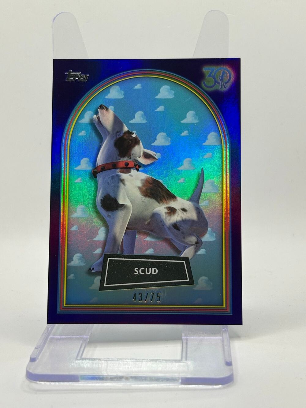 2025 Topps Toy Story 30th Anniversary Scud Purple Foil Refractor 43/75 SP Disney